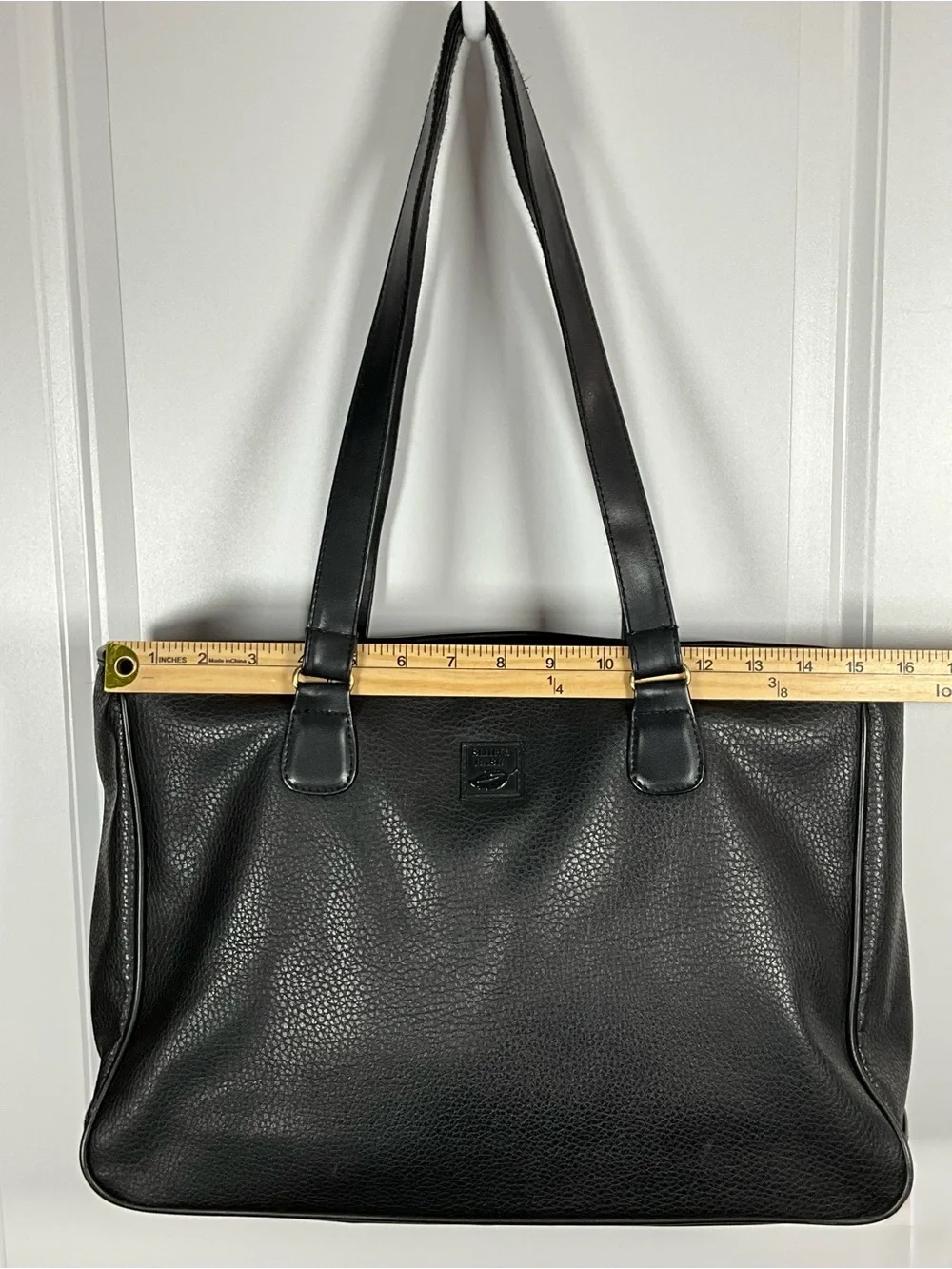 Simply Basic Black Pebbled Faux Leather Tote Bag Shoulder Work Laptop Bag